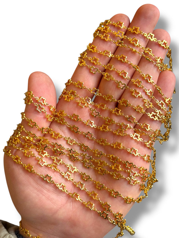 Cadena de Trébol Enchapada en Oro