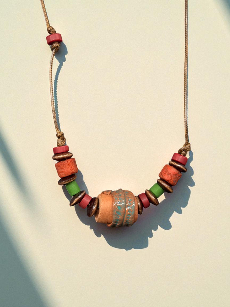 Tribal Barrel Bead Necklace