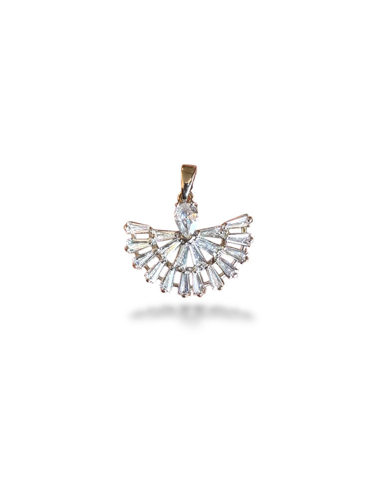 Fan Charm Rhodium Plated