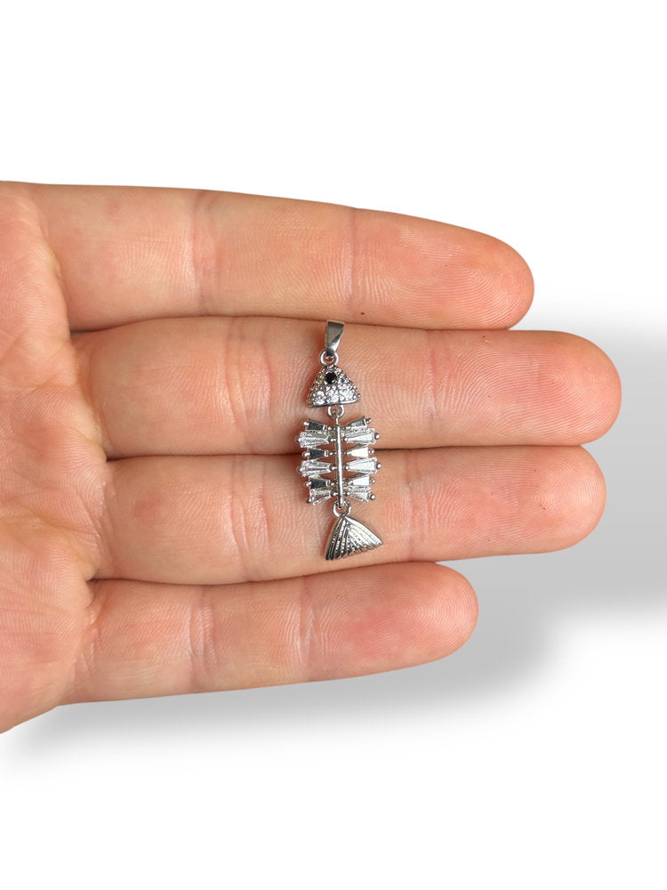 Fish Charm Rhodium Plated