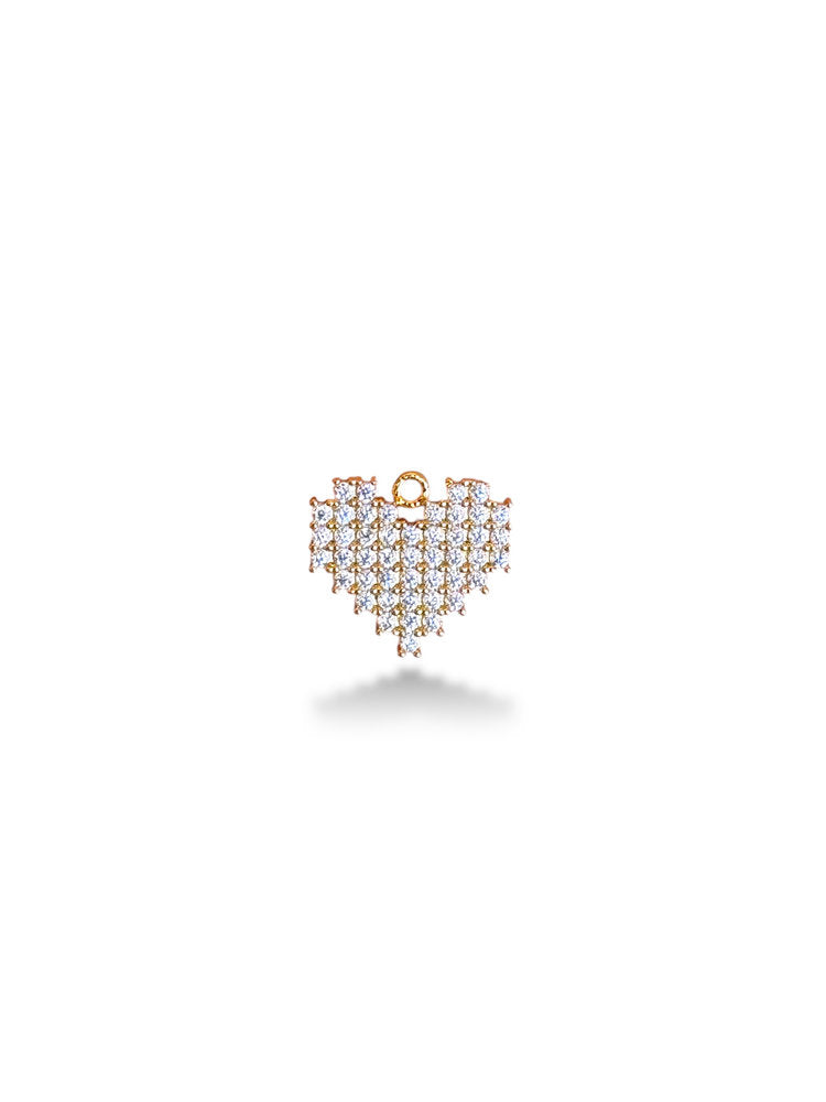 Pixel Heart Charm Gold Plated