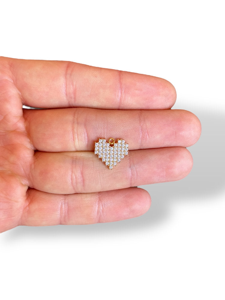 Pixel Heart Charm Gold Plated