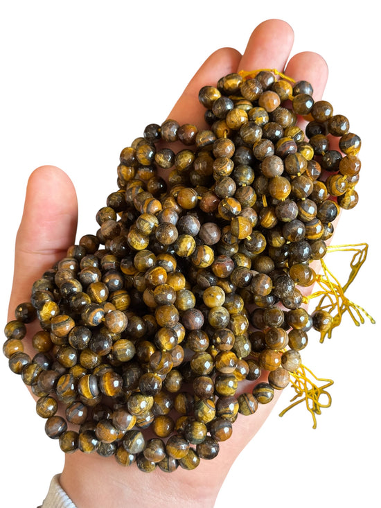 Piedra Natural Ojo de Tigre Facetada 8mm