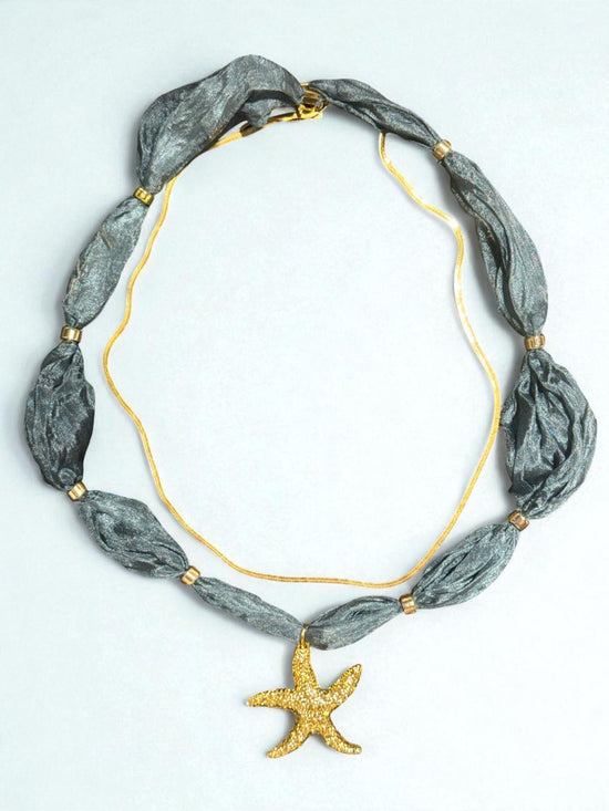 Grey Silk Starfish Necklace