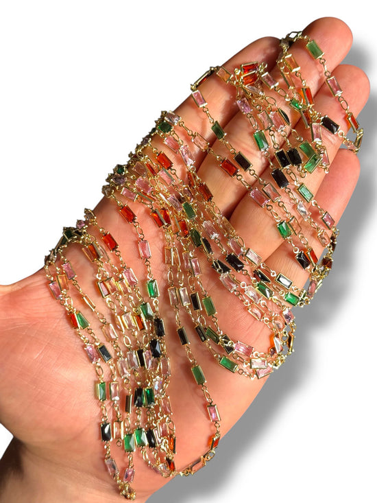 Gold Plated Baguette Zircon Chain