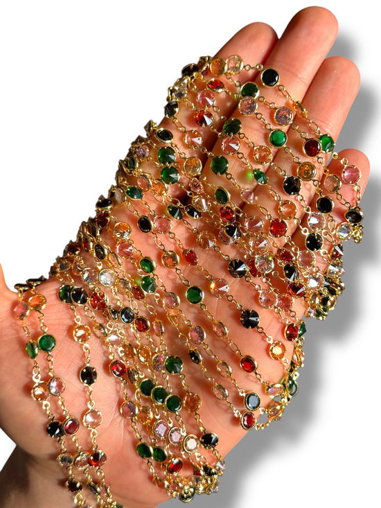 Gold Plated Round Zircon Chain