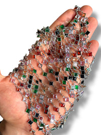 Rhodium Plated Square Zircon Chain