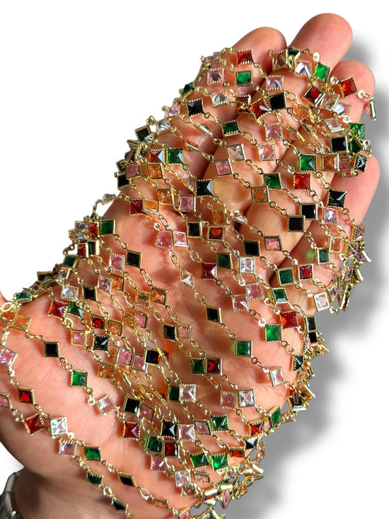 Gold Plated Square Zircon Chain