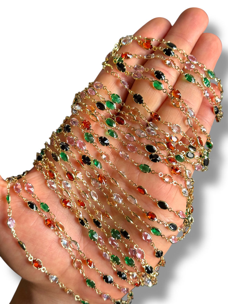 Gold Plated Oval Zircon Chain