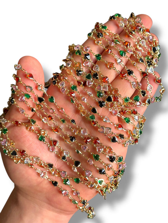 Gold Plated Heart Zircon Chain