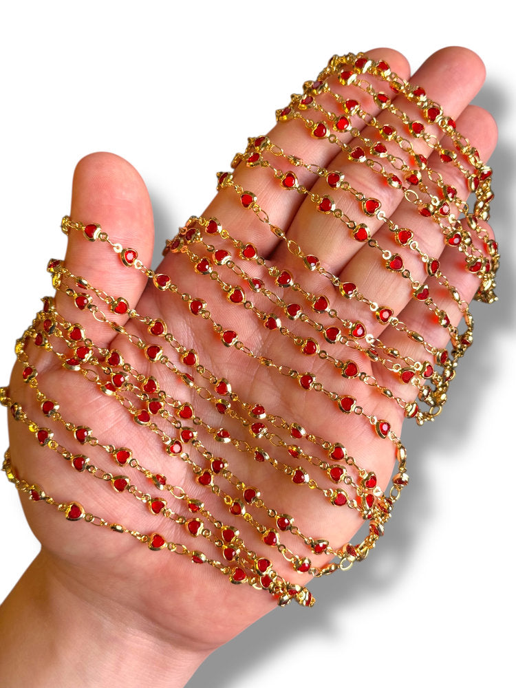 Gold Plated Heart Zircon Chain