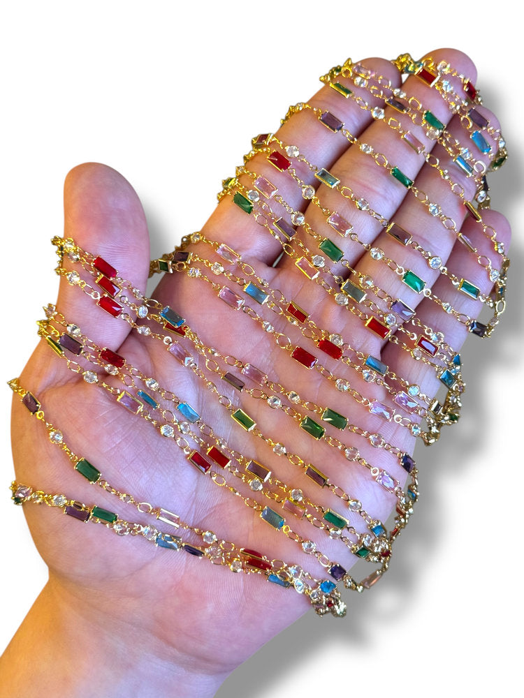 Gold Plated Baguette Zircon Chain