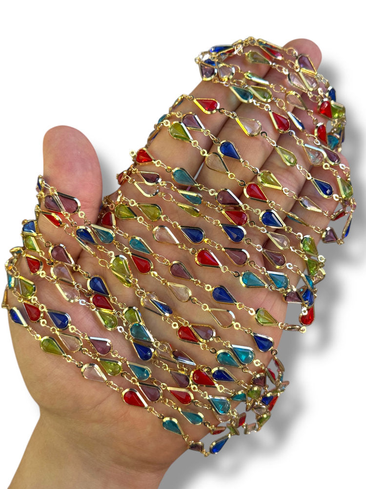 Gold Plated Teardrop Zircon Chain