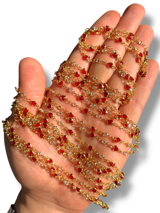 Gold Plated Heart Zircon Chain