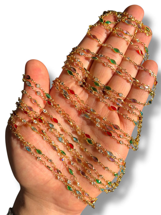 Gold Plated Marquise Zircon Chain