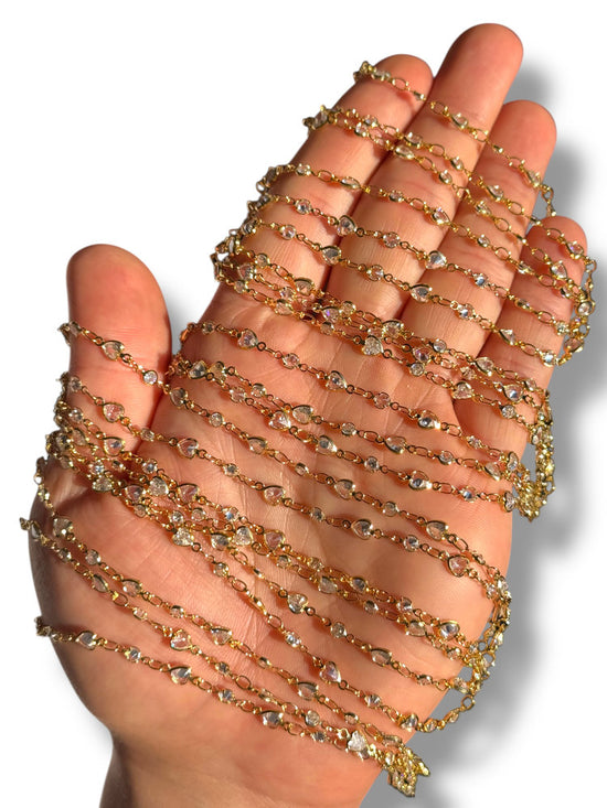 Gold Plated Heart Zircon Chain