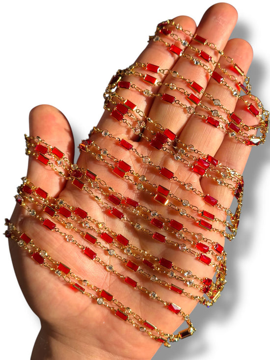 Gold Plated Baguette Zircon Chain