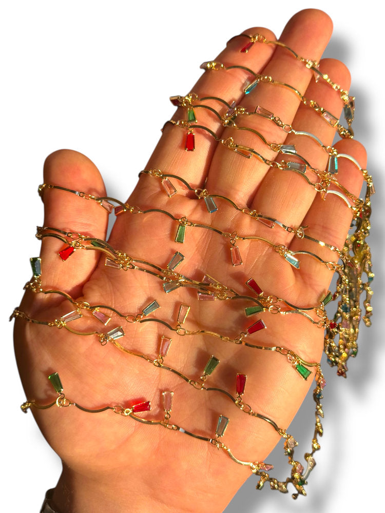 Gold Plated Baguette Zircon Chain