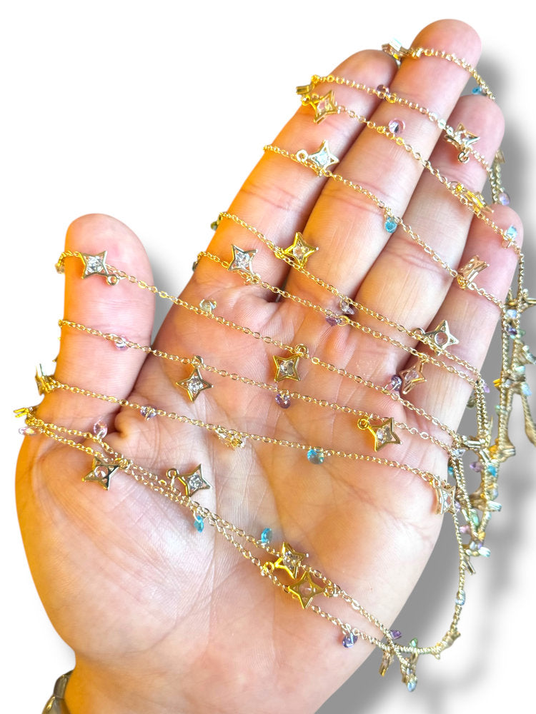 Gold Plated Star Zircon Chain