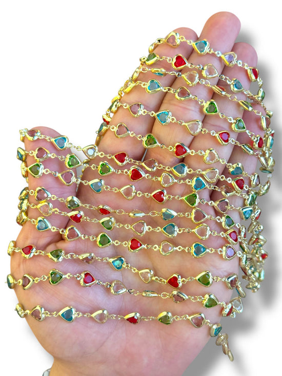 Gold Plated Heart Zircon Chain