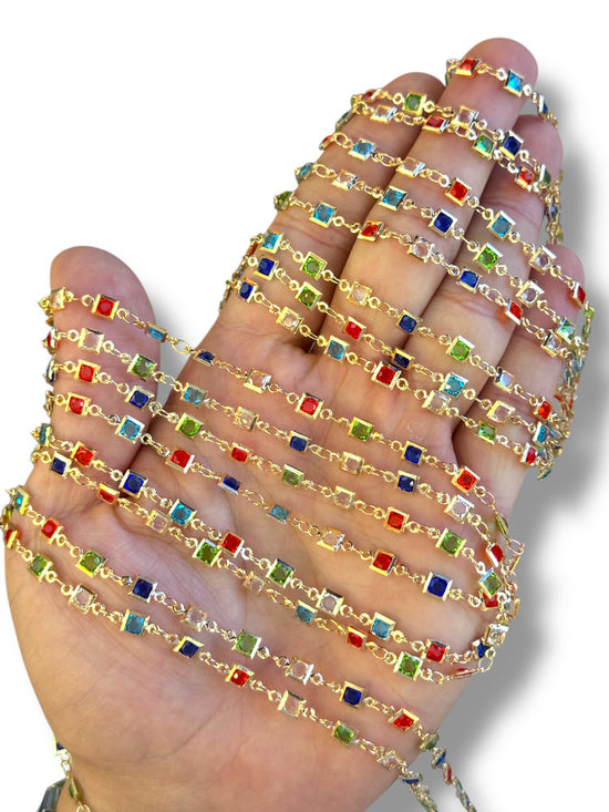 Gold Plated Square Zircon Chain