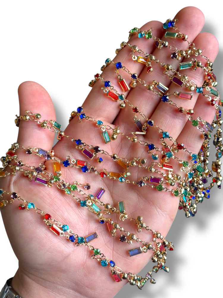 Cadena Chapada en Oro con Zircón Baguette