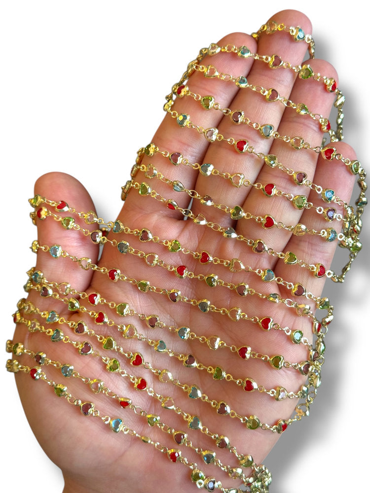 Gold Plated Heart Zircon Chain