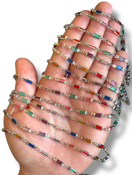 Rhodium Plated Baguette Zircon Chain