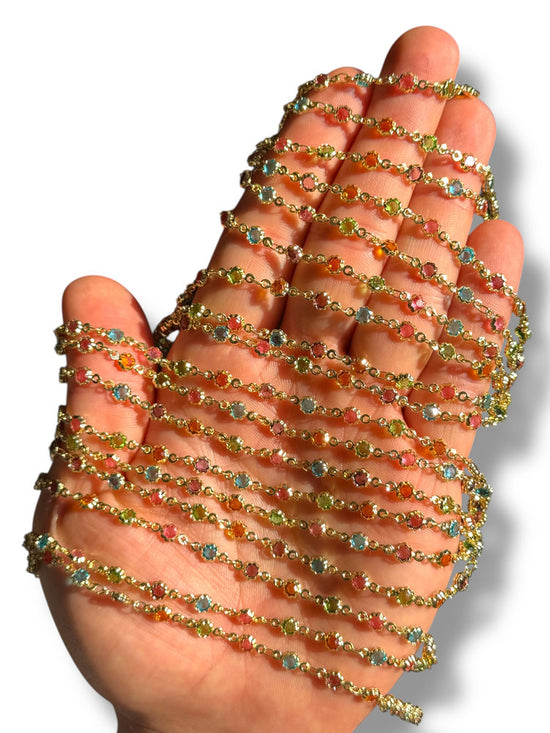 Gold Plated Round Zircon Chain