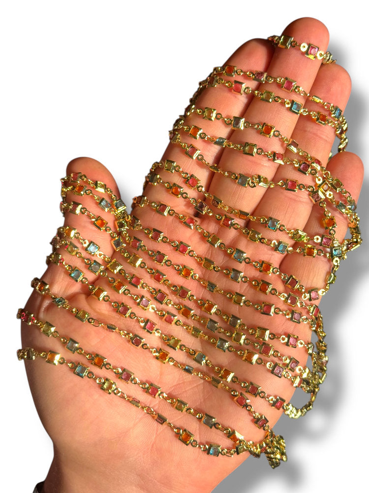 Gold Plated Square Zircon Chain