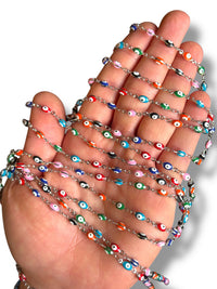 Rhodium Plated Evil Eye Chain