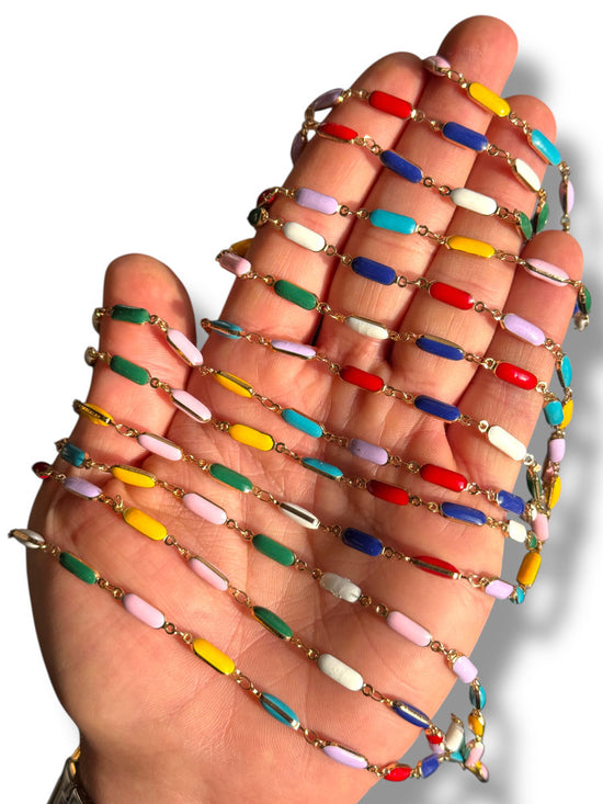 Gold Plated Enamel Chain