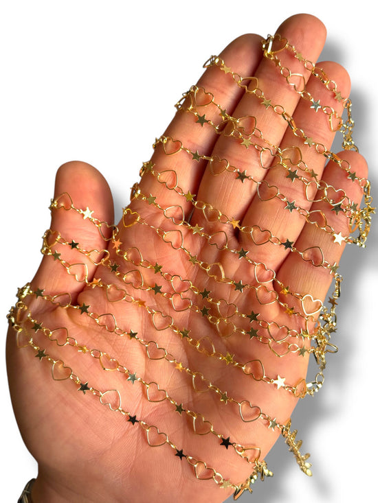 Gold Plated Heart Star Chain