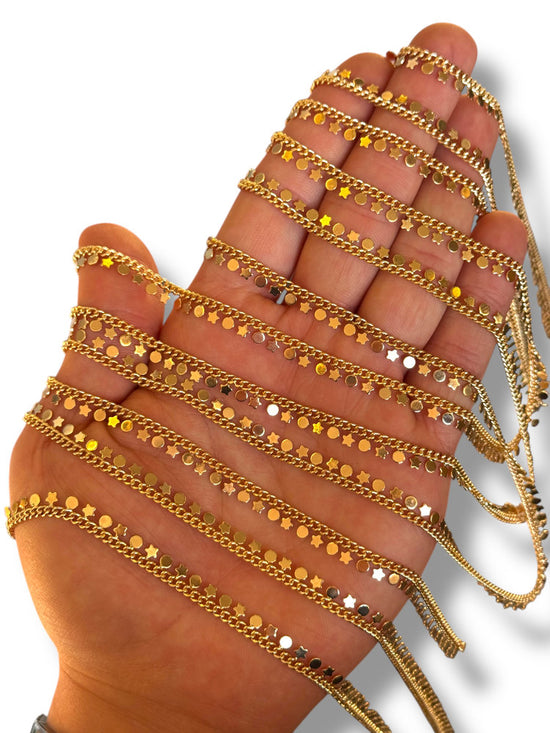 Gold Plated Star and Disc Chain