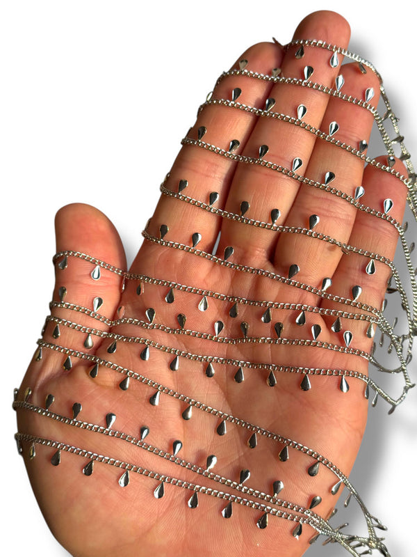 Rhodium Plated Teardrop Chain