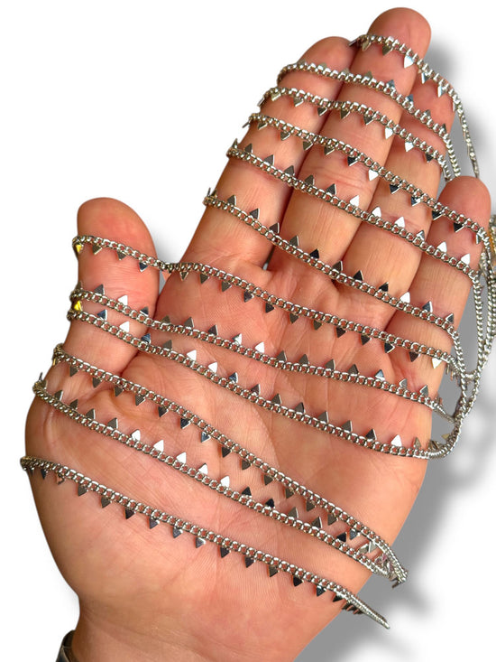 Rhodium Plated Triangle Chain