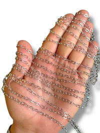 Rhodium Plated Heart Chain