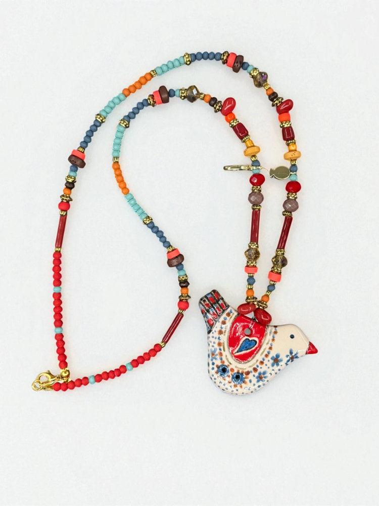 Folk Art Birdie Necklace