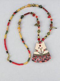 Plaid Cat Charm Necklace