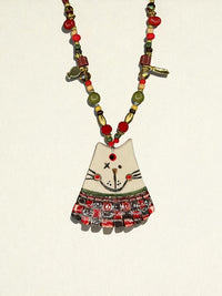 Plaid Cat Charm Necklace