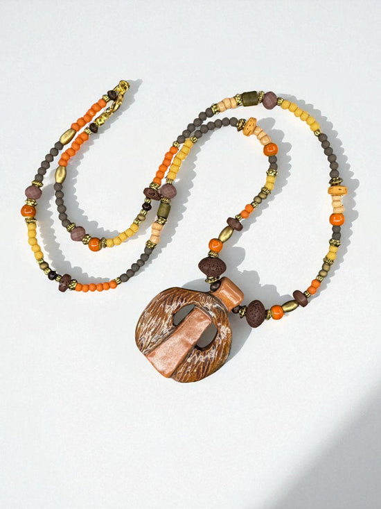 Rustic Donut & Copper Bar Necklace