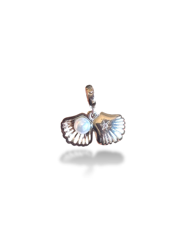 Mussel Charm Rhodium Plated