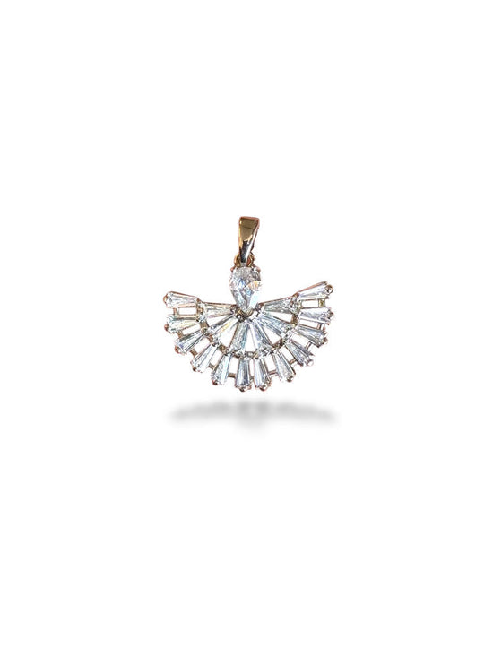 Fan Charm Rhodium Plated