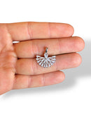 Fan Charm Rhodium Plated