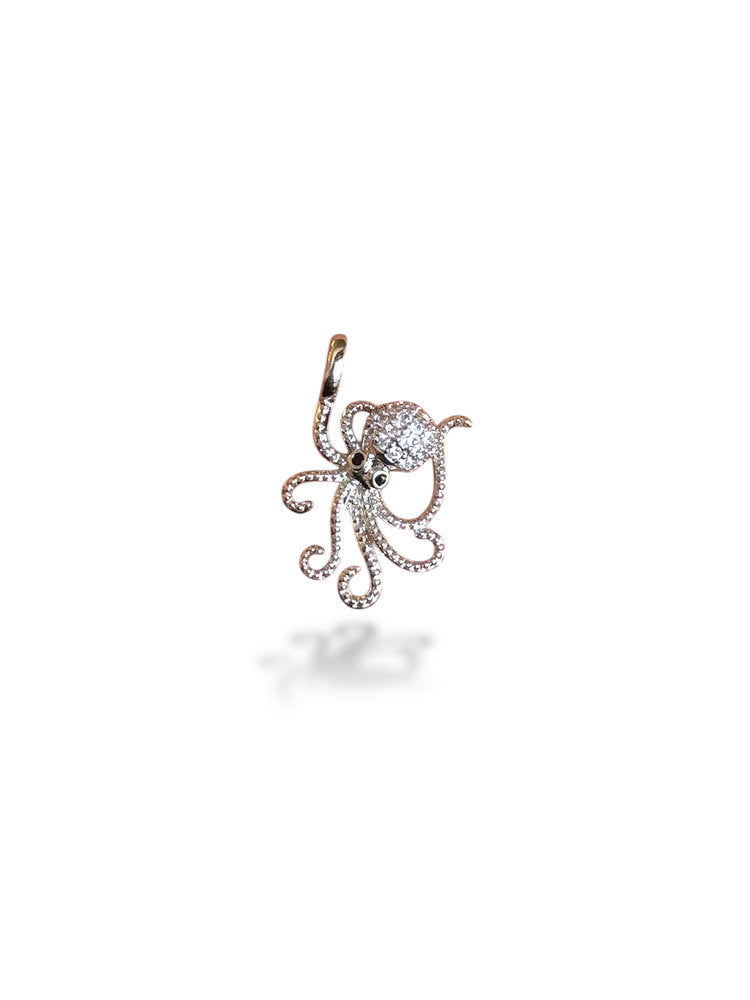 Octopus Charm Rhodium Plated