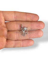 Octopus Charm Rhodium Plated