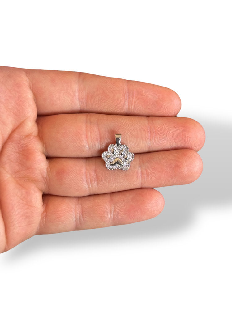 Paw Dije Rhodium Plated