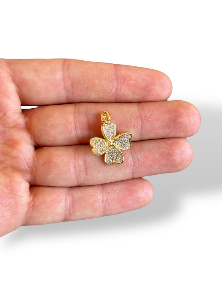Heart Clover Charm Gold Plated