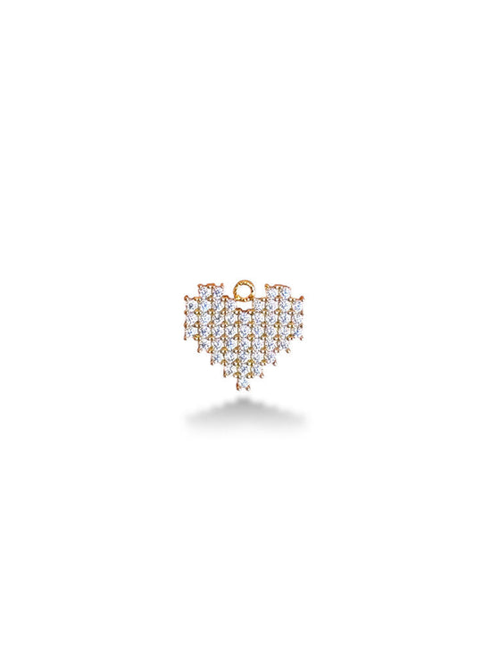 Pixel Heart Charm Gold Plated