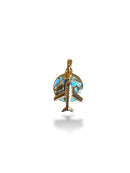 Airplane & World Charm Gold Plated